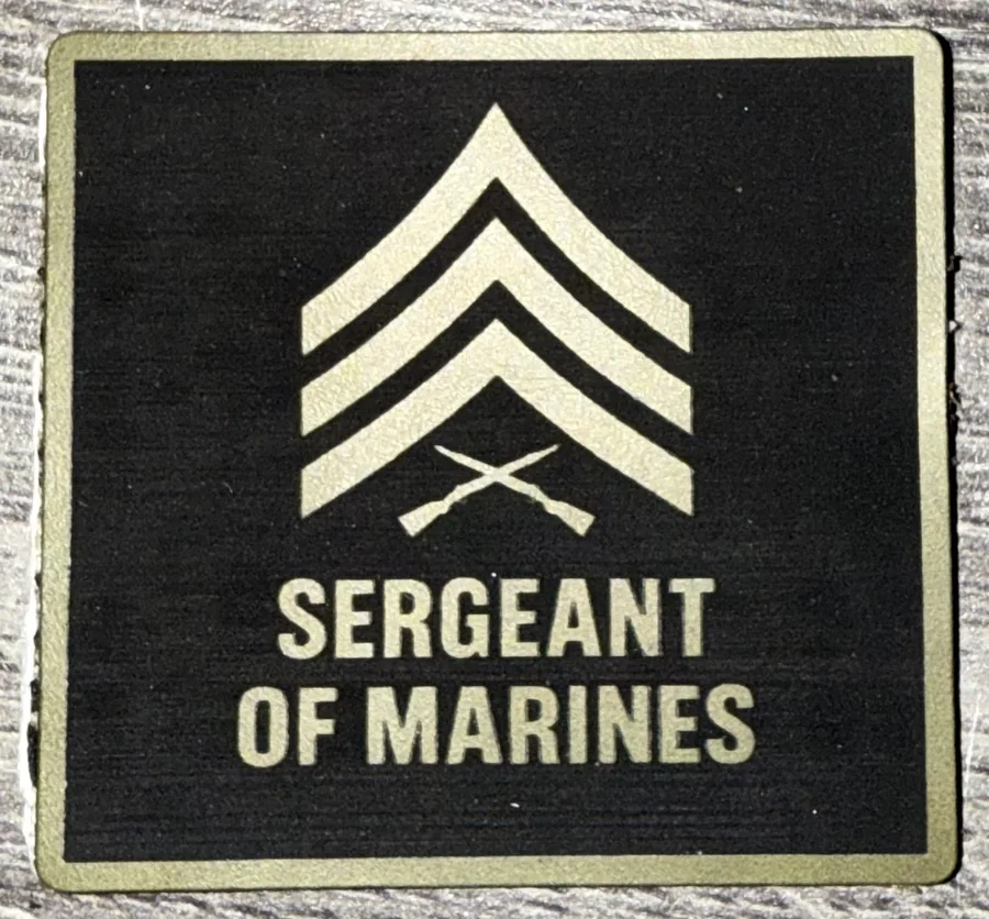 Sergeant of Marines design engraved in black and tan